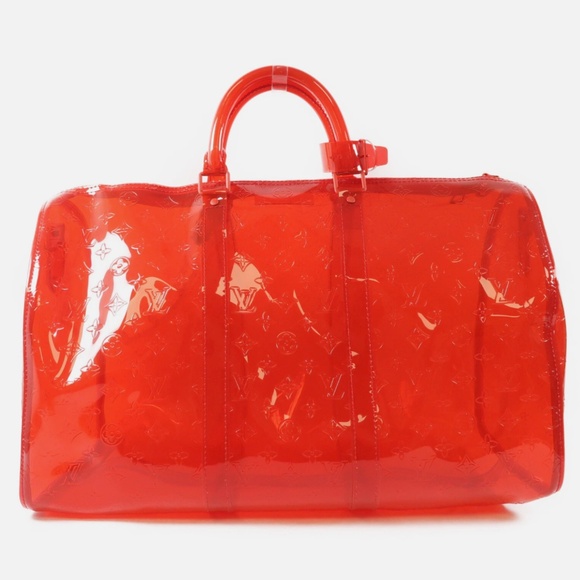 Louis Vuitton x Virgil Abloh Limited Edition Red Monogram PVC Keepall Bandouliér - Picture 2 of 14